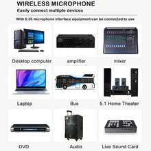 Wireless Microphone Dual Mic, 2 Pack Handheld Dynamic Mic System With Rechargeable Receiver, 1200mAh Battery, 50-80m Long Range, Cardioid Pickup, Plug And Play For Karaoke Speaker Amplifier PC Church Wedding Party - Silver - View 9