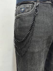 1 buah Rantai Logam Multi-Layer Hitam Minimalis Modis, Rantai Aksesori Pakaian Unisex, Perhiasan Hadiah Liburan - Hitam - View 3