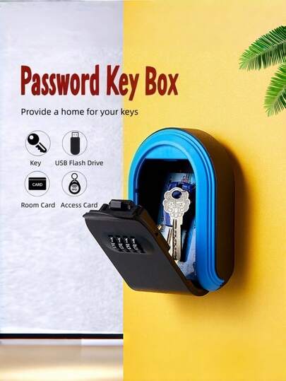 1 pièce Boîte à clés en plastique avec serrure à code, boîte en plastique pour l'entrée, boîte de stockage avec mot de passe, accessoire promotionnel