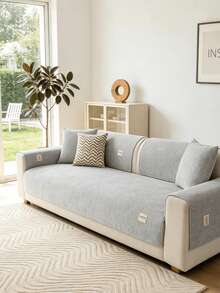 1pc Solid Color Non-Slip Sofa Cover, All-Season Universal Sofa Cushion Cover, Pet-Friendly Scratch-Resistant Sofa Protector, Machine Washable Home Decor Suitable For L-Shaped And 1/2/3/4 Seater Sofas (Sold Separately) - Light Grey - View 3