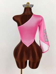 Top sin mangas de estilo callejero para mujer con hombros de malla y recortes, transparente y sexy - Rosa Fucsia - Ver 2