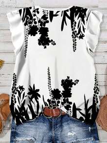 Camisa de mujer casual y minimalista con estampado botánico, adecuada para el verano - Multicolor 12 - Ver 2