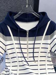 Camiseta con capucha y cremallera asimétrica de manga corta, nueva diseño de top casual para primavera/verano - Multicolor 3 - Ver 3