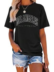 Sudadera con estampado de letras Rachel para mujer, con diseño de letras, divertidas, informales - Azul - Ver 6