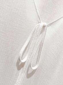 Vestido camisero con adorno de encaje, blusa de punto transparente de manga larga como cubridor para mujeres, para el verano - Blanco - Ver 6