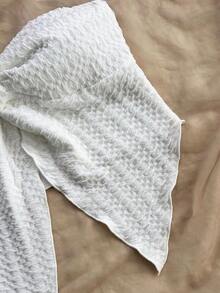 Top cómodo de gasa con abertura frontal, textura de tela, sin tirantes, ideal para uso casual y romántico en vacaciones, para tomar el té por la tarde dentro o fuera, de vuelta a la escuela - Blanco - Ver 5
