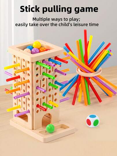 Plastic Baseball Tabletop Game Suitable For Children 3+ Years Old, Promotes Color Recognition, Counting, And Balance Skills. This 3-In-1 Parent-Child Interactive Toy Includes: 1 Box, 36 Rods In 6 Colors, 1 Ring, And 1 Dice. It Can Also Be Used As A Pizza Tray Toy.