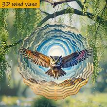 1个3D沙漠猫头鹰展开双翼摆件，10英寸*10英寸，带旋转挂钩，360° DIY创意风车，风力驱动旋转，安装简便，适合作为圣诞节、万圣节和其他节日礼物（不含吊坠），款式随机。 - A - 查看 5