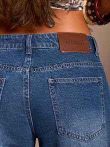 Denim Jeans de mujer de moda holgados de longitud 7/8 - Azul lavado oscuro - Ver 4