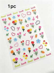 Energetic Sweet Girl Face Decor Set, Glue-Free Tulip & Heart Stickers + Multi-Size Rhinestone Set, Self-Painted Graffiti + High Gloss Effect, Suitable For Face, Eyes, Neck And Nails Decor, Applicable For Fandom Makeup, Music Festivals, Subculture Styles, Creating Energetic Young Girl Makeup Look - Multicolor - View 15