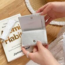 Ví đựng tiền xu kiểu Nhật màu bạc, ví mini nữ, ví ngắn nhỏ gọn. - Bạc - Xem 2