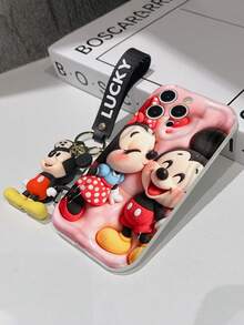 Disney Mickey & Minnie Mouse Phone Case With Mickey And Minnie Charm And Minnie Lanyard - Cute Mickey And Minnie Protective Case With Kiss Pose And Pink Background Design, Equipped With Delicate Minnie Decorative Lanyard And Beaded Bracelet For Easy Carrying, Compatible With IPhone 17, 16, 15, 14, 13, 12, 11 Pro Series, Ideal For Birthdays, Holidays, Anniversaries, Graduation Gifts, Or Any Special Occasion To Surprise Family, Friends, Classmates, And Loved Ones. - 白色 - 查看 7