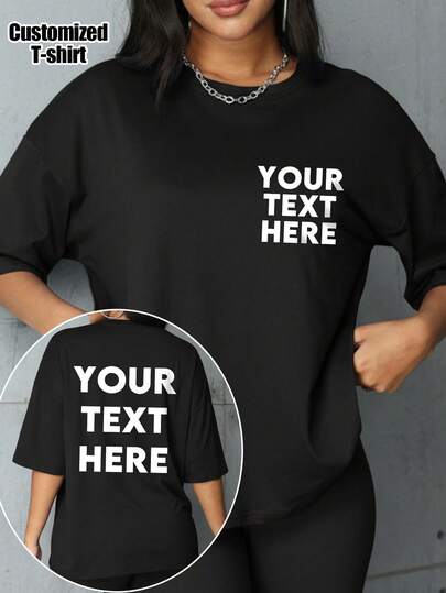 Create A Custom, Personalized Gift: A Plus-Size Women's T-Shirt With Front And Back Customization. You Can Add Text And Freely Design Both The Front And Back Of The Shirt, Choosing Your Favorite Colors And Fonts To Craft A Truly Exclusive, Custom-Printed Tee. Whether As A Thoughtful Gift For Your Girlfriend, A Casual Everyday Top, Or Matching Attire For A Couple's Date, It Is An Excellent Choice. Comfortable, Casual, Stylish, And Versatile-Your Custom Top, Available In Plus Sizes.