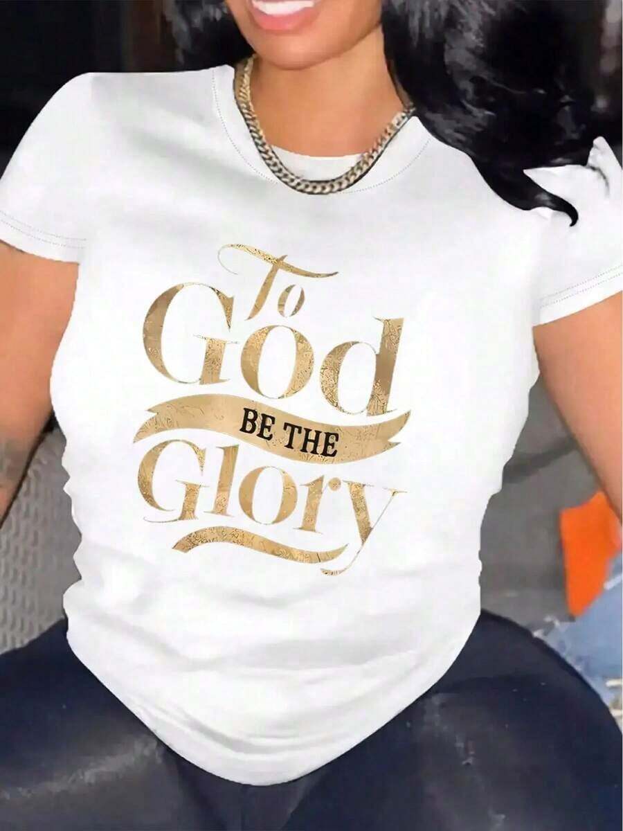 Women's Graphic T-Shirt, Casual Short Sleeve - 1 Piece, 100% Heavyweight Cotton, Comfortable Crew Neck, Soft And Cute 100% Cotton T-Shirt, Summer Outfits For Women, Free Shipping - 白色的 - 查看 1
