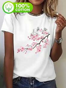 Camiseta estampada de manga corta Palabras clave Flor de Cerezo - Luna - Blanco - Ver 7