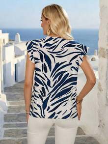 Camisa de mujer casual y minimalista con estampado botánico, adecuada para el verano - Multicolor 5 - Ver 2