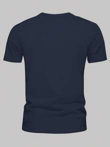 Stylish Casual Sports T-Shirt - Breathable Quick-Drying Fabric, Crew Neck, Short Sleeve, Perfect For Running And Outdoor Activities, White With "Bocchi" Graphic Design, Summer Essential, Sportswear| Crew Neck T-Shirt| Comfortable Fit - 海軍藍 - 查看 3