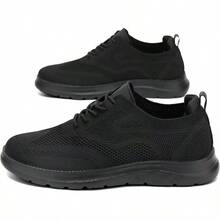 Mens Casual Dress Oxfords Shoes Fashion Mesh Work Business Walking Sneakers Comfortable Lightweight Soft Sole - 6.5 + 黑色 - 查看 6