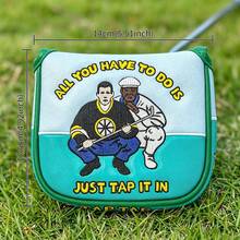 1PC Golf Two-Person Squatting Figure Pattern Style Golf Club Head Cover, Golf Putter Cover, Golf Mallet Putter Cover, Semi-Circular Putter Cover, Golf Club Head Cover - PU Material With High-End Embroidery, Fits Most Brands - Multicolor - View 7