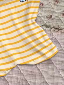 Camiseta de tirantes de mujer con bordado de perro salchicha, corazón y rayas con encaje de contraste - Multicolor 4 - Ver 4