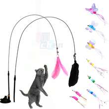 1 pieza Juguete interactivo de varilla para atraer gatos, repuesto de plumas artificiales y campanas para productos atrapadores de mascotas, adecuado para ejercicio y entretenimiento de gatos, varilla de juego manual con diversos insectos para reemplazar el cabezal - Multicolor - Ver 3