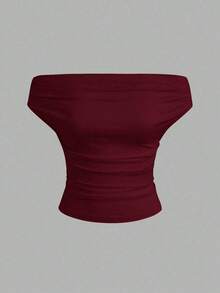 Set de 2 blusas con hombros descubiertos y volantes de unicolor, nueva ropa de verano versátil y a juego para mujer, rosa y blanco - Multicolor 5 - Ver 8