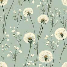 Dandelion Floral Peel And Stick Wallpaper Green Self Adhesive Removable Vinyl Wallpaper Botanical Floral Watercolor Boho Accent Wall For Bedroom Living Room Nursery - 1PC - View 1