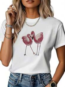 Women's Summer T-Shirts With Vintage Graphic Print, Loose Fit, Round Neck, Casual Style, Comfortable Vintage Work Shirt, Y2K Style, Soft Feel, Breathable Fabric, Skin-Friendly, Lightweight. 2026-Women's Short-Sleeved T-Shirt, Casual Style, Suitable For Spring, Summer, And Autumn. - 白色 - 查看 6