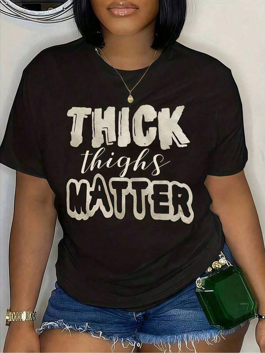Altamente recomendado: 1 pieza de ropa para mujer, camiseta negra con estampado de letras llamativas, camisetas, top blanco, camisetas gráficas para mujer, camiseta unisex casual de cuello redondo, tela de punto ligera de 220 g/m², lavable a máquina, ideal para primavera/verano/otoño, Día de San Valentín, Halloween, Navidad, fácil de combinar. - Negro - Ver 1