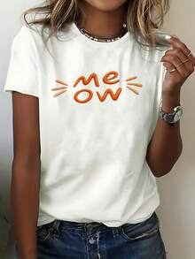 251226SL167 Camisetas Casuales de Manga Corta para Mujer, Cuello Redondo, Tops Casuales de Manga Corta, Cuello Redondo para Primavera, Verano y Otoño - Ropa de Moda para Mujer para Atuendos Casuales, Tallas Estándar B1, Camisetas de Cuello Redondo - Blanco - Ver 6