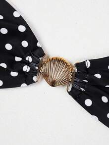 Elegant And Sensual Polka Dot Three-Piece Bikini Set For Women - Black - View 4