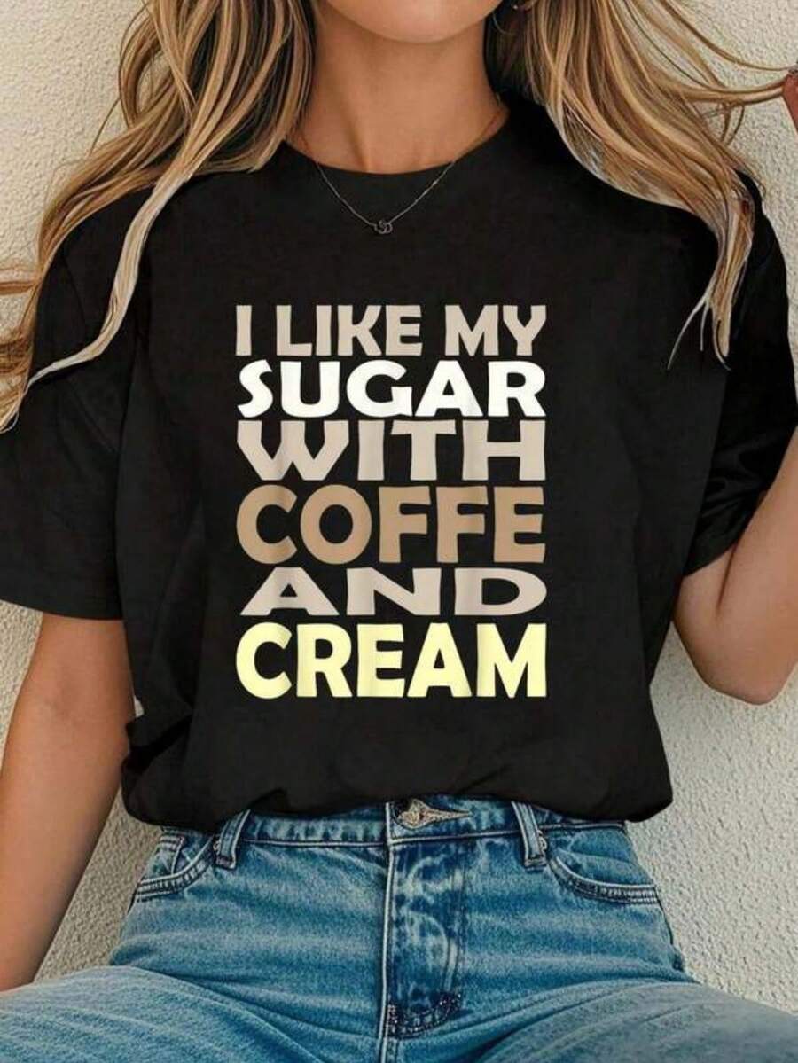 Camiseta de café para mujer y uni - Lemara amantes de la cafeína y diseño de taza de café, camiseta suave y transpirable de manga corta y cuello redondo con estampado , camiseta casual adecu para atos al café, regalo para amantes del azúcar, lavable a máquina