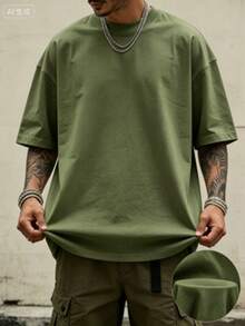 Oversized Boxy Cut Short Sleeve Jersey T Shirt Casual Crop Fit Streetwear Modern Minimalist All Season Essential Top-Comfortable Retro Cotton T-Shirt- - 綠色1 - 查看 6