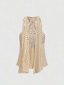 Top corto de tirantes con estampado de lunares lindo y encantador para mujer, para uso casual - Albaricoque - Ver 2