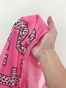 Top sin mangas de estilo callejero para mujer con hombros de malla y recortes, transparente y sexy - Rosa Fucsia - Ver 8