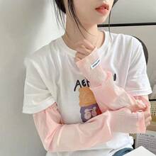 Women Loose Wrinkle Fake Layer Arm Covers, Summer Cooling Sun Protection Driving Sleeves - A - View 4