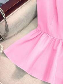 Camiseta sin mangas ajustada para mujer, adecuada para el trabajo, el viaje, las fiestas, la graduación y el uso diario - Rosa - Ver 5