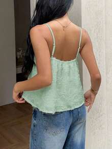 Top de tirantes de uso diario versátil y casual de unicolor para mujer - verde menta - Ver 2