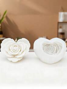 1个心形玫瑰花硅胶蜡烛模具 - A-白色 - 查看 2