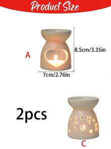 1/2pc Elegant White Ceramic Heart-Shaped Tealight Candle Holder - Aromatherapy Burner And Wax Melter, Suitable For Home, Party Decor, Office Or Valentine's Day Decor - Perfect Housewarming/Valentine's Gift (Candles Not Included) - Durable Ceramic Material, Desktop Decor, Cozy Ambiance Design - Multicolor - View 14