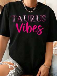 One  Women's Casual T-Shirt Featuring A Taurus Zodiac Sign Design, Perfect For Birthday Celebrations And For Spring And Summer Wear. An Ideal Gift For Astrology Enthusiasts And Friends Born Under The Sign Of Taurus. 180g 100% Cotton. - 黑色 - 查看 12