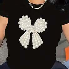 Women's T-Shirt With Sparkling Golden Cherry Design - 黑色 - 查看 1