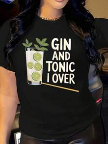 ropa de mujer Gin And Tonic Citrus Beverage Camiseta cómoda y pura para mujer camisas de mujer - Negro - Ver 6