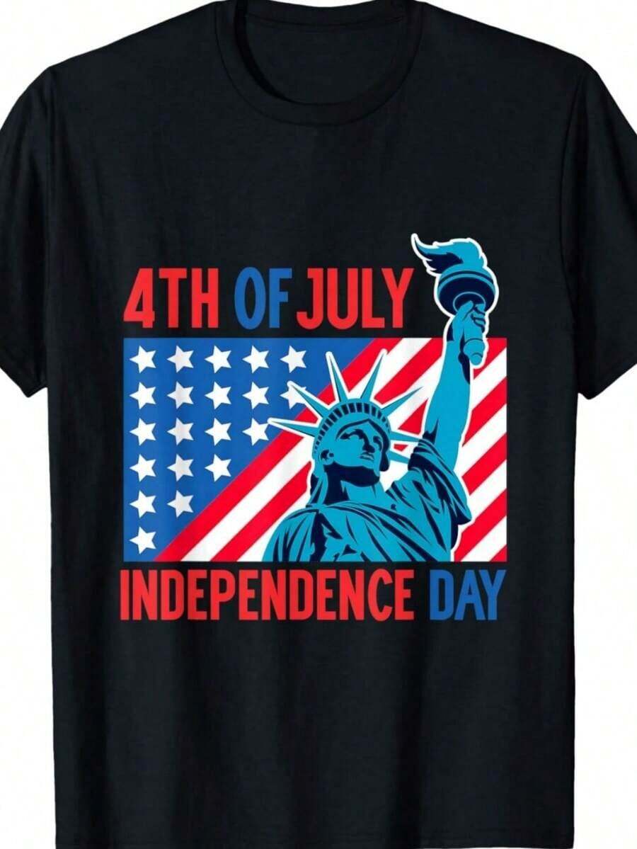 Juneteenth American Freedom 1865 Juneteenth T-Shirt For Men And Women, Short Sleeve Slogan Print T-Shirt For Women, Unisex Cotton Casual T-Shirt. - 黑色4 - 查看 1