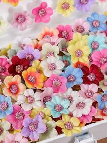 30pcs Assorted Fabric Flower Hair Clips, Minimalist Style Hair Accessories For Girls, Suitable For Daily Use - Multicolor - View 3