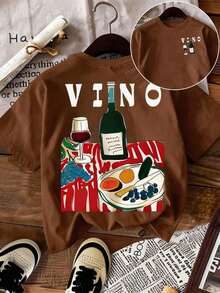 DrmWander Camiseta de mujer, camiseta de manga corta con gráfico de estilo casual de calle, top de verano lindo - Marrón - Ver 3