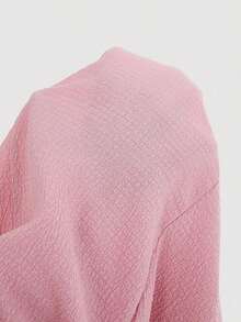 MOD Vestido de verano elegante de mujer de unicolor con mangas abullonadas y cintura ceñida - Rosa - Ver 5