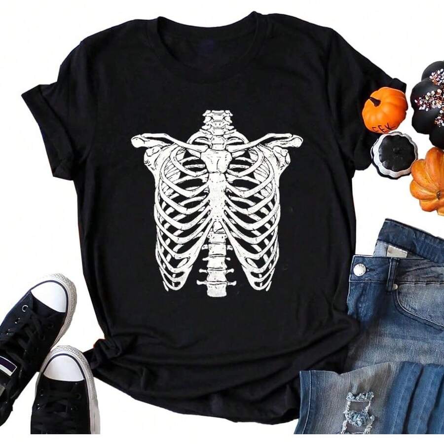 Blusas para mujer camiseta halloween calaveras terror frase divertida uso diario nacional envio - Blanco - Ver 1