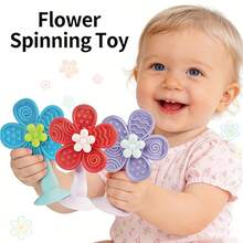 Suction Cup Rotating Flower Toy, Suitable For Desktops And Tile Walls, Eye-Catching Colorful Flowers, Perfect Newborn Gift - Multicolor - View 4
