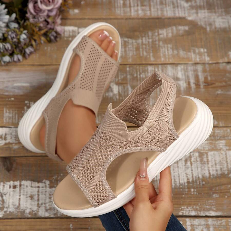 Sandalias planas de mujer - Beis - Ver 1